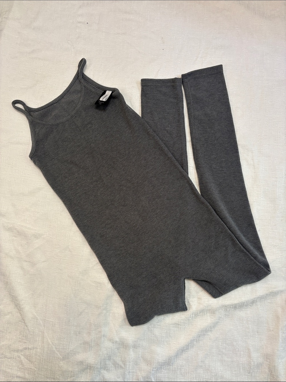 Ribbed Knit Jumpsuit, Gray, Sz S, Like New Made in Japan, Cog The Big Smoke